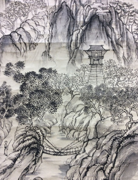 水墨画   肉筆  中国画 山水画 水墨画 / 水墨画集 中国画集 墨彩画 絵手紙 日本画 山水 [山水画集
