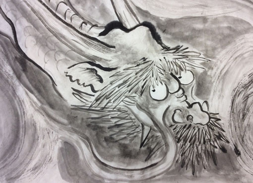 3月上級教室より「龍」: ーモノクロの芸術水墨画ー京都で水墨画