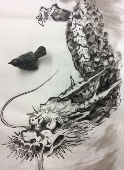 3月上級教室より「龍」: ーモノクロの芸術水墨画ー京都で水墨画