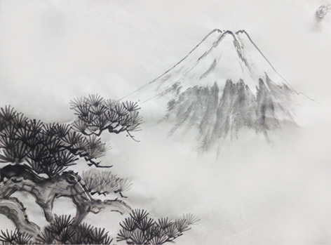 3月烏丸日曜教室より「岩・山」: ーモノクロの芸術水墨画ー京都