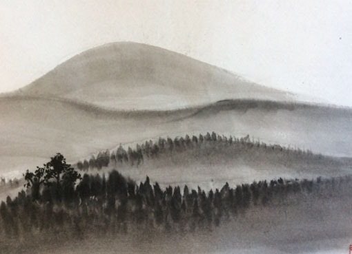 水墨画 滝と山の風景 大きめ SALE／55%OFF】 水墨画 滝と山の風景 大きめ 絵画 - 絵画