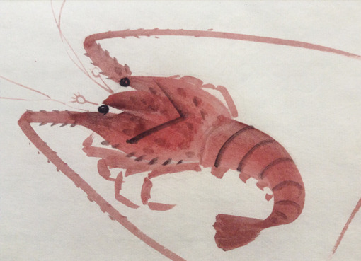 1月烏丸日曜教室より「魚介」2: ーモノクロの芸術水墨画ー京都で