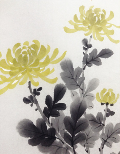 ６月烏丸日曜教室より「菊」: ーモノクロの芸術水墨画ー京都で水墨画を 