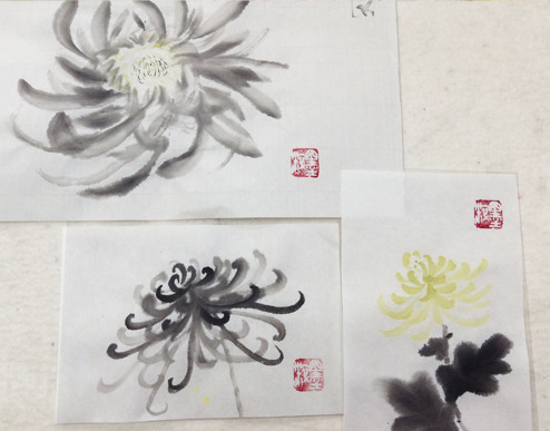 6月烏丸日曜教室より「菊」: ーモノクロの芸術水墨画ー京都で