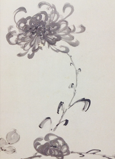 菊を没骨法で: ーモノクロの芸術水墨画ー京都で水墨画を学んでみませんか？