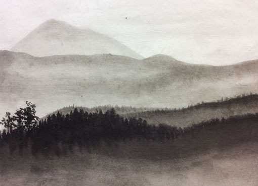 3月土曜夜間教室より「岩・山」: ーモノクロの芸術水墨画ー京都で