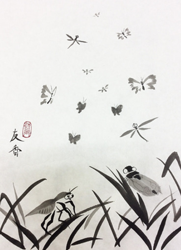 1月金曜夜間教室より「虫」: ーモノクロの芸術水墨画ー京都で