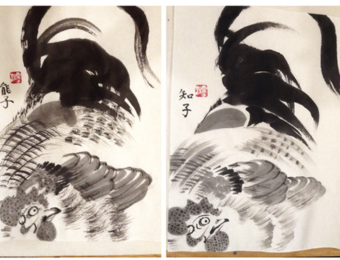 若冲の「鶏」に挑戦しました。: ーモノクロの芸術水墨画ー京都で水墨画 ...