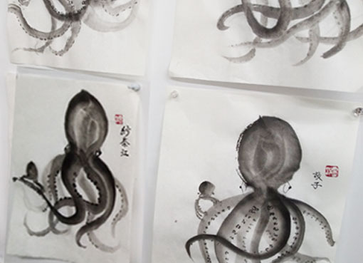 １１月のワークショップは「蛸」でした: ーモノクロの芸術水墨画ー京都