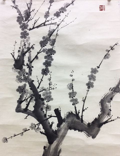 3月上級教室より「古梅」: ーモノクロの芸術水墨画ー京都で 3月上級教室より「古梅」: ーモノクロの芸術水墨画ー京都で
