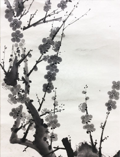 5月烏丸日曜教室より「梅」: ーモノクロの芸術水墨画ー京都で