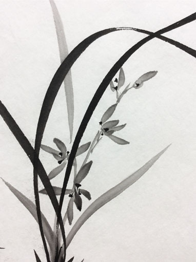 4月日曜教室より「蘭」: ーモノクロの芸術水墨画ー京都で水墨画