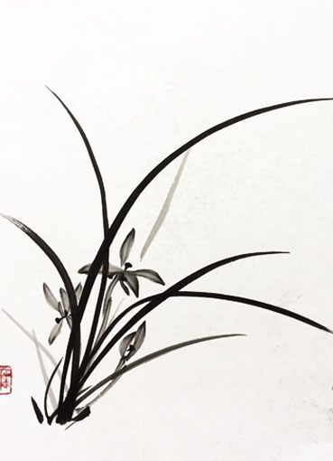 4月烏丸日曜教室より「蘭」: ーモノクロの芸術水墨画ー京都で