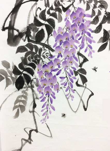 8月上級教室より「桜・藤」: ーモノクロの芸術水墨画ー京都で