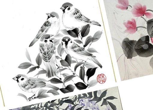 国際墨画web会色紙展スタート: ーモノクロの芸術水墨画ー京都で