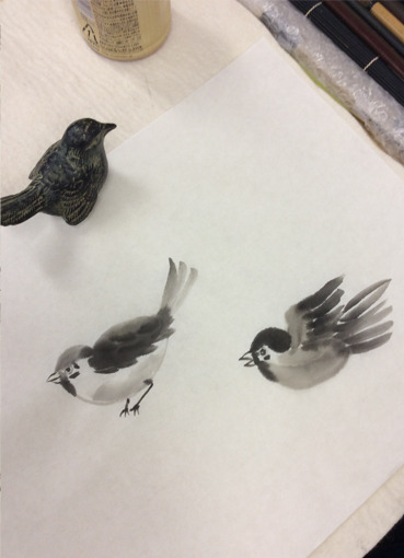 11月烏丸日曜教室より「鳥・虫」: ーモノクロの芸術水墨画ー
