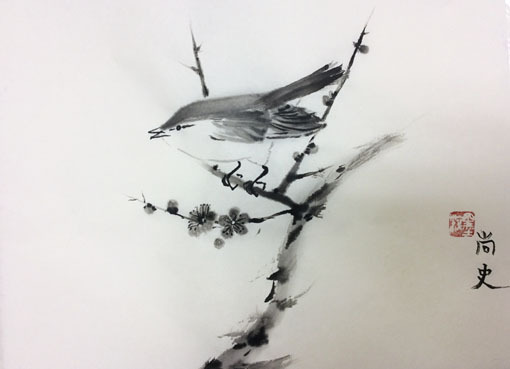 水墨画　孔雀 水墨画 孔雀 - メルカリ