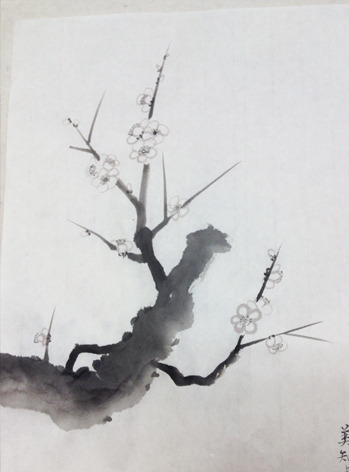 4月夜間教室より「白梅」: ーモノクロの芸術水墨画ー京都で